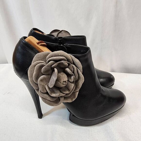 Kelsi Dagger Size 8 Rosabella Platform Ankle Booties w/Suede Gray Roses Leather - Picture 4 of 15